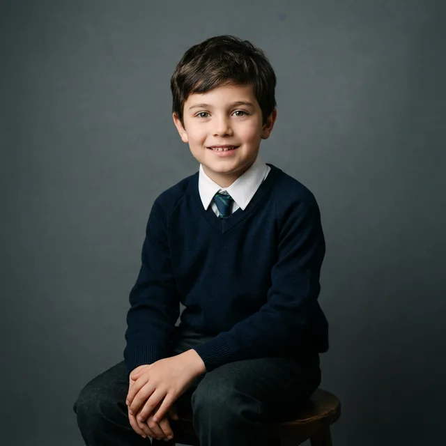 Portrait studio d'une élève réalisé en milieu scolaire