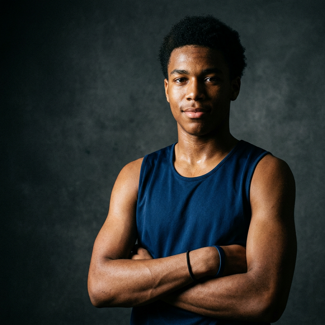 Portrait studio d'un jeune basketteur amateur