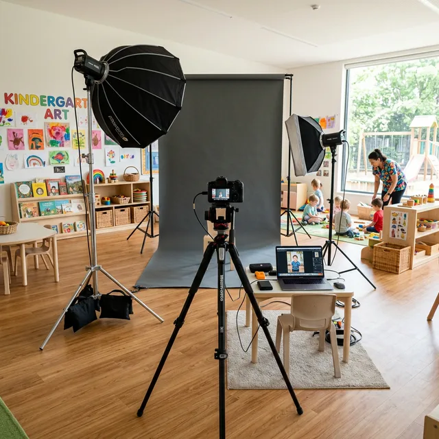 Studio mobile installé pour une séance en école de danse